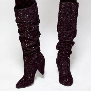 International Concepts Womens Gerii3 Knee High Black Bling Boots